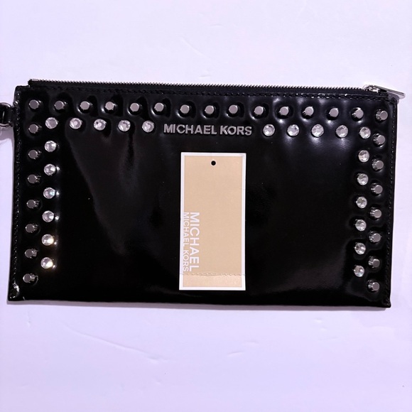 Michael Kors Black Clutch with Silver Studs and Rhinestone Accents - Picture 7 of 13